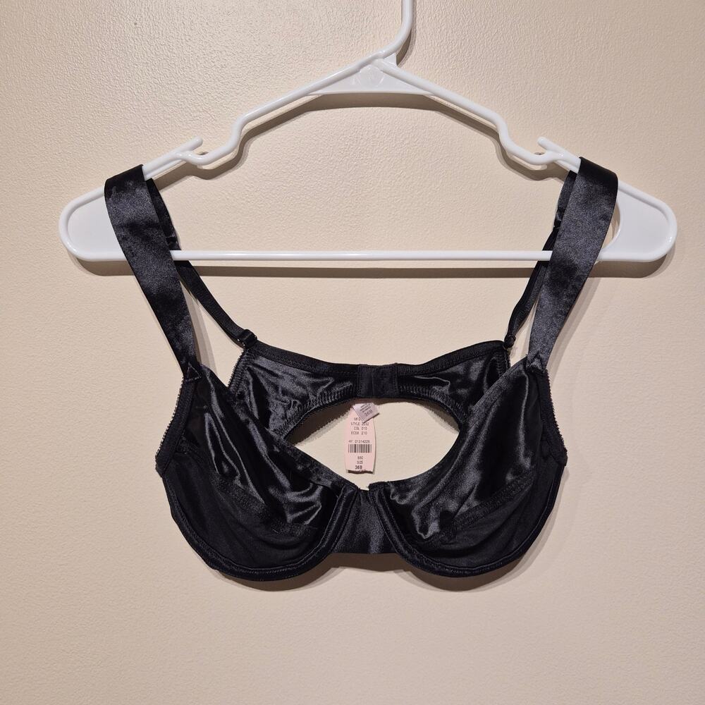Vintage 36B Victoria's Secret Second Skin Satin Bra Black Unlined NWT